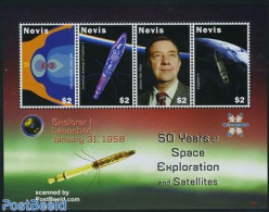 Nevis 2008 50 Years Of Space Exploration 4v M/s, Mint NH, Transport - Space Exploration - St.Kitts Und Nevis ( 1983-...)