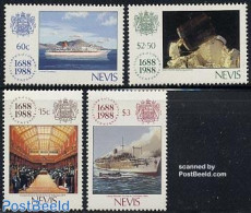 Nevis 1988 Lloyds 4v, Mint NH, Transport - Ships And Boats - Space Exploration - Ships