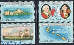 Saint Lucia 1982 Sea Battle 4v, Mint NH, Transport - Various - Ships And Boats - Maps - Boten