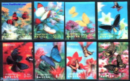 Bhutan 1968 Butterflies 8v, Mint NH, Nature - Various - Butterflies - Flowers & Plants - 3-D Stamps - Non Classificati