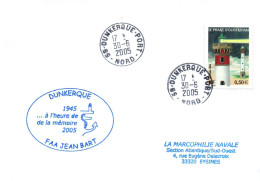 ENVELOPPE AVEC CACHET FREGATE FAA JEAN BART - DUNKERQUE PORT LE 30/06/2005 - BEAU TIMBRE - Naval Post