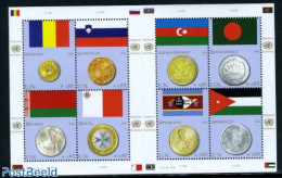 United Nations, Vienna 2010 Flags & Coins 8v M/s, Mint NH, History - Various - Flags - Money On Stamps - Coins
