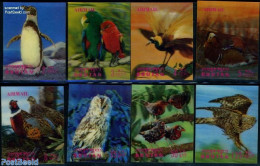 Bhutan 1969 Birds 8v, Mint NH, Nature - Various - Birds - Owls - Penguins - 3-D Stamps - Unclassified