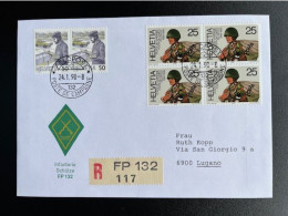 SWITZERLAND 1990 REGISTERED COVER FIELDPOST TO LUGANO 24-01-1990 SUISSE SCHWEIZ EINSCHREIBEN RECOMMANDE FELDPOST - Lettres & Documents