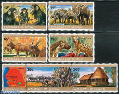 Senegal 1980 Niokolo-Koba Park 6v, Mint NH, Nature - Animals (others & Mixed) - Elephants - Monkeys - Senegal (1960-...)