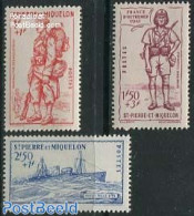Saint Pierre And Miquelon 1941 National Defense 3v, Mint NH, Transport - Various - Ships And Boats - Uniforms - Ships