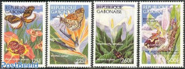 Gabon 1997 Flowers, Insects 4v, Mint NH, Nature - Butterflies - Flowers & Plants - Insects - Nuovi