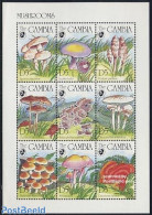 Gambia 1994 Mushrooms 9v M/s, Mint NH, Nature - Mushrooms - Paddestoelen