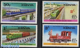 Kenia 1976 Railways 4v, Mint NH, Transport - Various - Railways - Joint Issues - Art - Bridges And Tunnels - Trains