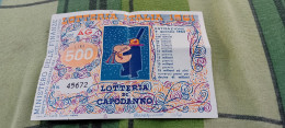 BIGLIETTO LOTTERIA AGNANO 1962 - Biglietti Della Lotteria