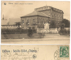 Chimay, Athénée Et Monument Des Combattants, Hainaut 1937_CPA Vintage - Chimay