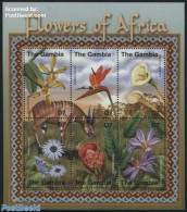 Gambia 2001 Flowers 6v M/s, Mint NH, Nature - Animals (others & Mixed) - Flowers & Plants - Gambia (...-1964)