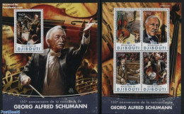 Djibouti 2016 Georg Alfred Schumann 2 S/s, Mint NH, Performance Art - Music - Musical Instruments - Musique