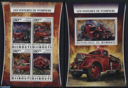Djibouti 2016 Fire Engines 2 S/s, Mint NH, Transport - Automobiles - Fire Fighters & Prevention - Coches