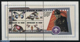 Niger 1998 Scouting 4x450F M/s, Mint NH, Nature - Sport - Birds - Butterflies - Scouting - Níger (1960-...)