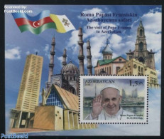 Azerbaijan 2016 Pope Francis Visit S/s, Mint NH, Religion - Churches, Temples, Mosques, Synagogues - Pope - Religion - Churches & Cathedrals