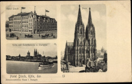 CPA Köln Am Rhein, Hotel Disch, Schiffbrücke Mit Dampfer, Dom - Andere & Zonder Classificatie