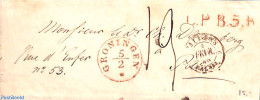 Netherlands 1862 Little Folded Letter From Groningen To Paris With Groningen Mark, Postal History - Lettres & Documents