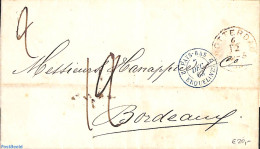 Netherlands 1863 Folding Letter From Rotterdan To Bordeaux, France. With Rotterdam And Pays-Bas Mark, Postal History - Lettres & Documents