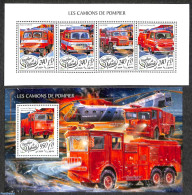 Djibouti 2018 Fire Fighters 2 S/s, Mint NH, Transport - Automobiles - Fire Fighters & Prevention - Cars