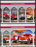 Djibouti 2018 Fire Engines 2 S/s, Mint NH, Transport - Automobiles - Fire Fighters & Prevention - Automobili
