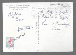 Griffe D'annulation Tain L'Hermitage Sur Carte Palavas Les Flots, L'entrée Du Port (GF3902) - Manual Postmarks