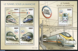 Guinea, Republic 2015 Railways Eurotunnel 2 S/s, Mint NH, Transport - Railways - Trains
