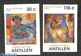 Netherlands Antilles 1993 December Stamps 2v, Imperforated, Mint NH, Religion - Christmas - Navidad