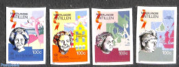 Netherlands Antilles 1990 100 Years Queens 4v, Imperforated, Mint NH, History - Kings & Queens (Royalty) - Familias Reales