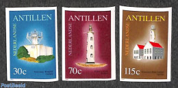 Netherlands Antilles 1991 Lighthouses 3v, Imperforated, Mint NH, Various - Lighthouses & Safety At Sea - Faros