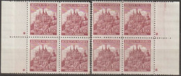 053/ Pof. 58, Brown Violet; Border 4-blocks, Plate Mark * - Unused Stamps