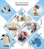 Niger 2022 150th Anniversary Of Roald Amundsen, Mint NH, History - Nature - Transport - Explorers - Flags - Penguins -.. - Explorateurs