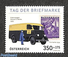 Austria 2023 Stamp Day 1v, Mint NH, Transport - Post - Stamp Day - Stamps On Stamps - Automobiles - Unused Stamps