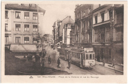 CPA DE MULHOUSE  (HAUT-RHIN)  PLACE DE LA VICTOIRE ET RUE DU SAUVAGE - Mulhouse