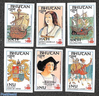 Bhutan 1987 Discovery Of America 6v, Imperforated, Mint NH, History - Transport - Explorers - Ships And Boats - Explorers