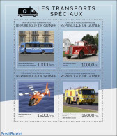 Guinea, Republic 2014 Special Transport , Mint NH, Transport - Automobiles - Fire Fighters & Prevention - Helicopters - Cars