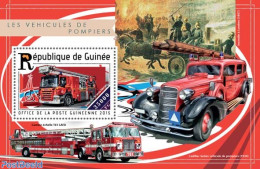 Guinea, Republic 2015 Fire Engines, Mint NH, Nature - Transport - Horses - Automobiles - Fire Fighters & Prevention - Voitures
