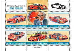 Sierra Leone 2023, Cars, Ferrari, 6val In BF - Voitures