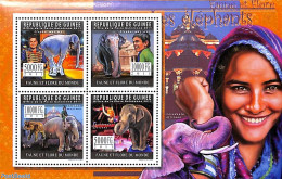 Guinea, Republic 2011 Elephants 4v M/s, Mint NH, Nature - Performance Art - Elephants - Circus - Zirkus