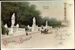 Lithographie Berlin Tiergarten, Denkmal Otto I., Albrecht Der Bär, Siegessäule - Sonstige & Ohne Zuordnung