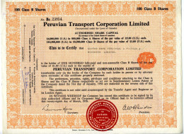 PERUVIAN TRANSPORT COMPANY Limited; 100 Class B Shares - Transports