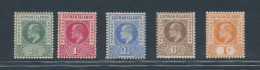 1905 Cayman Islands, Stanley Gibbons N. 8/12, Serie Di 5 Valori, MH* - Sonstige & Ohne Zuordnung