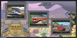 Guinea, Republic 2012 Trains Of The World - Suisse, Mint NH, Nature - Transport - Flowers & Plants - Railways - Treinen