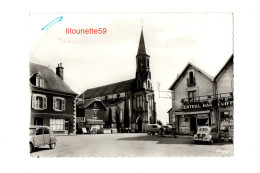 87- St-SULPICE-les-FEUILLES (Hte Vienne) - L'EGLISE-CENTRAL BAR-COIFFEUR-VOITURES ANCIENNES-2CH-4CH-FOURGON - Sonstige & Ohne Zuordnung