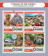 Guinea, Republic 2016 Indian Trains, Mint NH, Nature - Transport - Elephants - Railways - Treni