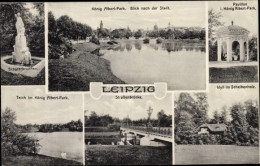 CPA Leipzig In Sachsen, Schäferbrunnen, Roi Albert-Park, Pavillon, Teich, Straßenbrücke - Andere & Zonder Classificatie