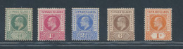 1902-03 Cayman Islands, Stanley Gibbons N. 3/7, Serie Di 5 Valori, MH* - Otros & Sin Clasificación
