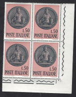 Italia 1969; 100° Ragioneria Generale Dello Stato Con Medaglione: Quartina Di Angolo Inferiore - 1961-70: Mint/hinged