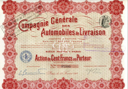 Compagnie Générale Des AUTOMOBILES De LIVRAISON (1914) - Transports