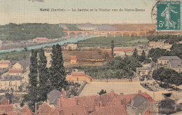 Sablé (72 Sarthe) La Sarthe Et Le Viaduc Vus De Notre Dame - édit. Barraud Toilée Colorisée Circulée 1908 - Sable Sur Sarthe